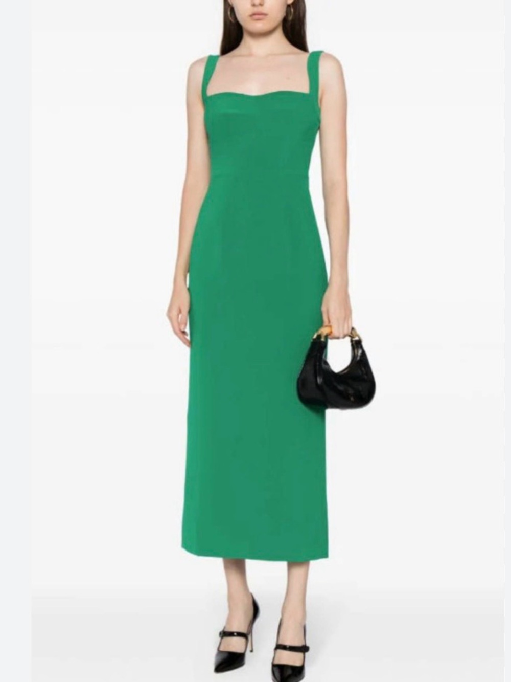 NEW Saloni Rachel C Poly Crepe Sheath Sleeveless Emerald Green Dress size 6
